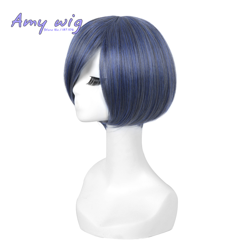Anime Black Butler Ciel Phantomhive cosplay wig new fashion women men s Short gray and blue