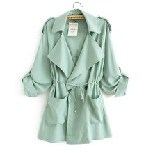 Hot Sale Women Long Chiffon Trench Coat 2016 Fashion Casual Spring Summer Loose Lavender/Orange/Mint Green Trench Coats YC001