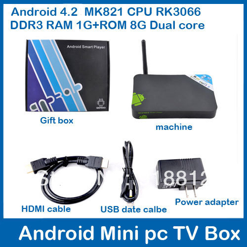   android 4.2  pc MK821 / CPU RK3066 DDR3-RAM1GB ROM 8 ,    