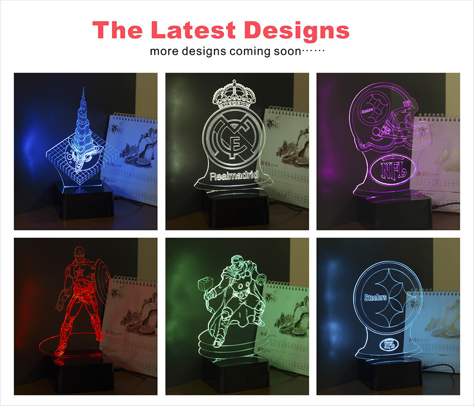 Novelty USB 3D RGB Led Light with Thor Featured Night Table Lamp as Christmas Home Decoration (6)