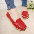 woweino Comfortable Women s Casual Flat Shoes Cute Cover Toe Vintage PU Leather Shallow Slip on