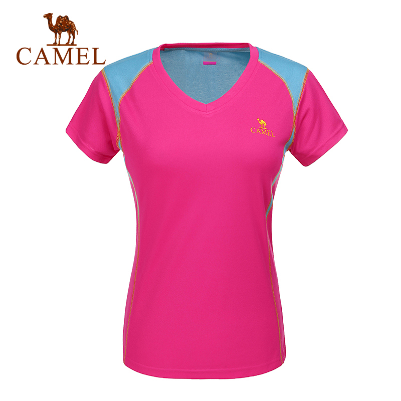 2015 spring new breathable quick-drying short-sleeved T-shirt Camel outdoor quick-drying female  V-neck T-shirt A5S179004