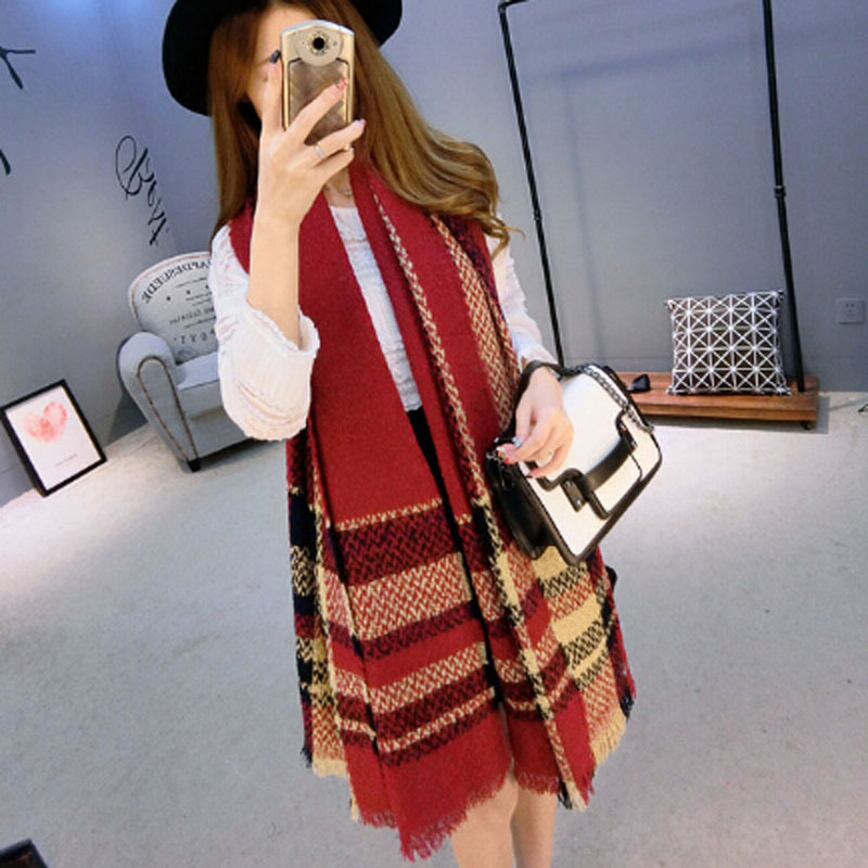 2015 Women Winter New Brand Neck Warmer Cashmere Pashmere England Style font b Tartan b font