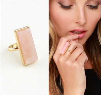 J.e.w.e.l Sand +Sky Crew Stella Rectangle Rose Quartz RING Glass Stones and Gold Spikes Dot - J-e-w-e-l-Sand-Sky-Crew-Stella-Rectangle-Rose-Quartz-RING-Glass-Stones-and.jpg_350x350