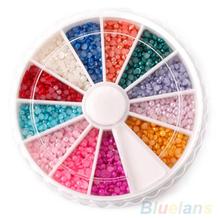 12 Colors DIY Nail Art Half Round Pearls Rhinestone Decoration Wheel 2mm 02KM 2U8A
