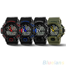 Mens Waterproof Digital LED Backlight Alarm Stopwatch Sports Rubber Wrist Watch 4KNU