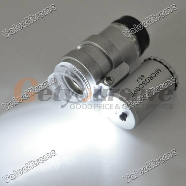Super Mini 45X Microscope Endoscope with 2 LED Illuminating Lamps 3 LR927 