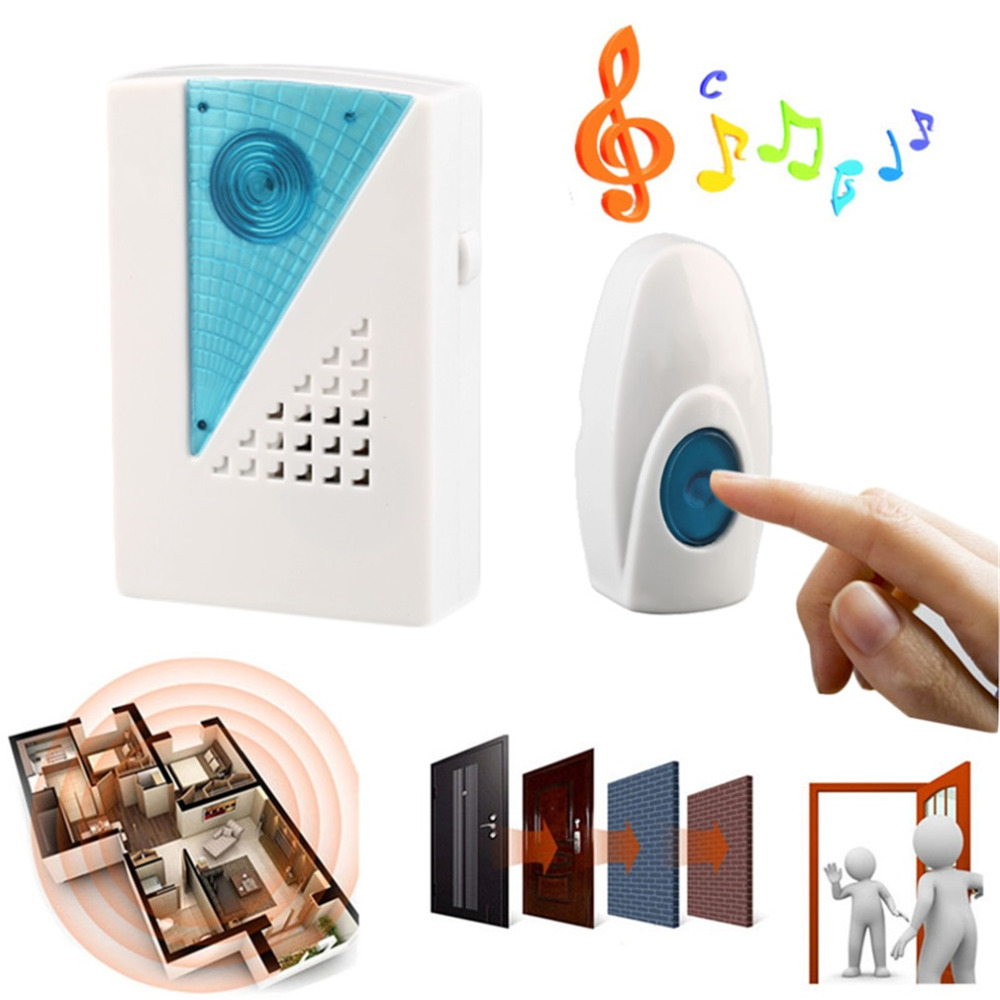 2016 New Digital Wireless Door Bell Twin Plug 100 Meter Range 36 Melodies Musical Remote Control Cordless Chime Bell Doorbell