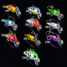 2.6cm 1.6g Lifelike Pesca Small Hard Sea Fishing Lure Chubby Fatty Crank Bait Tackle with Treble Hooks Diving 1m Gold/Silver/Red