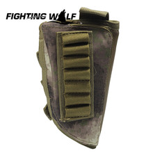 Tactical Military Airsoft Rifle Stock Ammo Pouch Quality Nylon Gun Pouch with Cheek Leather Pad Hunting Shotgun Cartridge Bag @