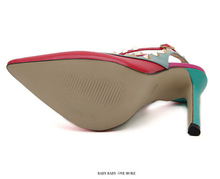 Size 35 40 New 2015 Brand Pointed Toe Rivets Shoes Woman High Heels Shoes blue red