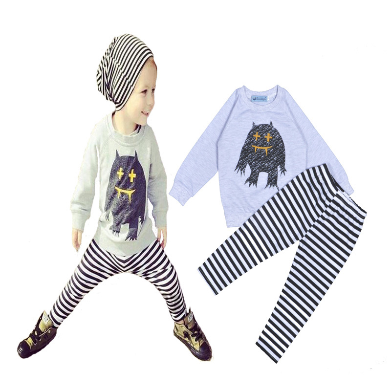 Bobo Choses Boy clothing set Monster T shirt + pant stripe cartoon newborn baby girl clothes high quality boy 2pcs set wholesale