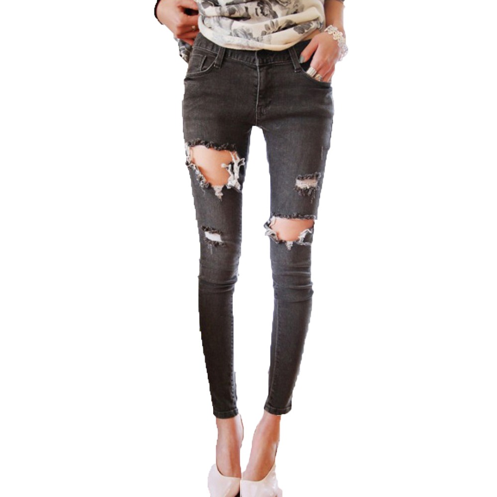 black cut out jeans