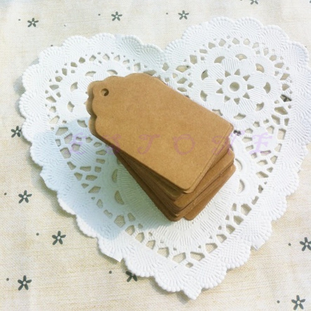 Free Shipping 100pcs Blank Brown Kraft Paper Marked Blank Card Hand Draw Tags Labeled Card Flower head rectangle