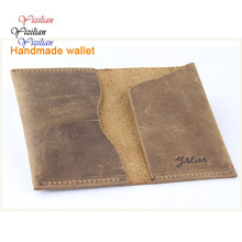 2015 Hot sell Men Women Crazy Horse Leather 2 card holder slim Brown ID Holders wallets