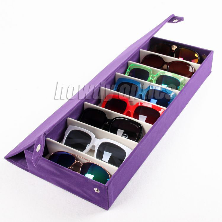 8 SLOT QUALITY EYEGLASS SUNGLASS GLASSES STORAGE DISPLAY GRID CASE BOX