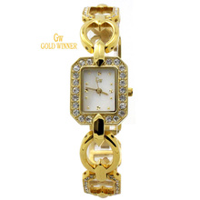 Ganador del oro estrenar moda mujeres del diamante niñas Shell cara relojes de acero inoxidable relojes de pulsera de cuarzo GW180033