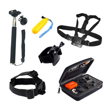 Gopro Accessories Set Helmet Harness Chest Belt Head Mount Strap Monopod Go pro hero3 Hero 4 session 3+ xiaomi yi SJ4000 SJ7000