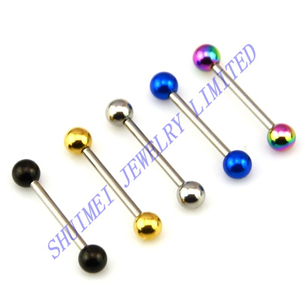 SHUIMEI 250Pcs Titanium Ball Barbell Tongue Ring Nipple Bars Shield Piercing Body Jewelry 14G Fashion Charms
