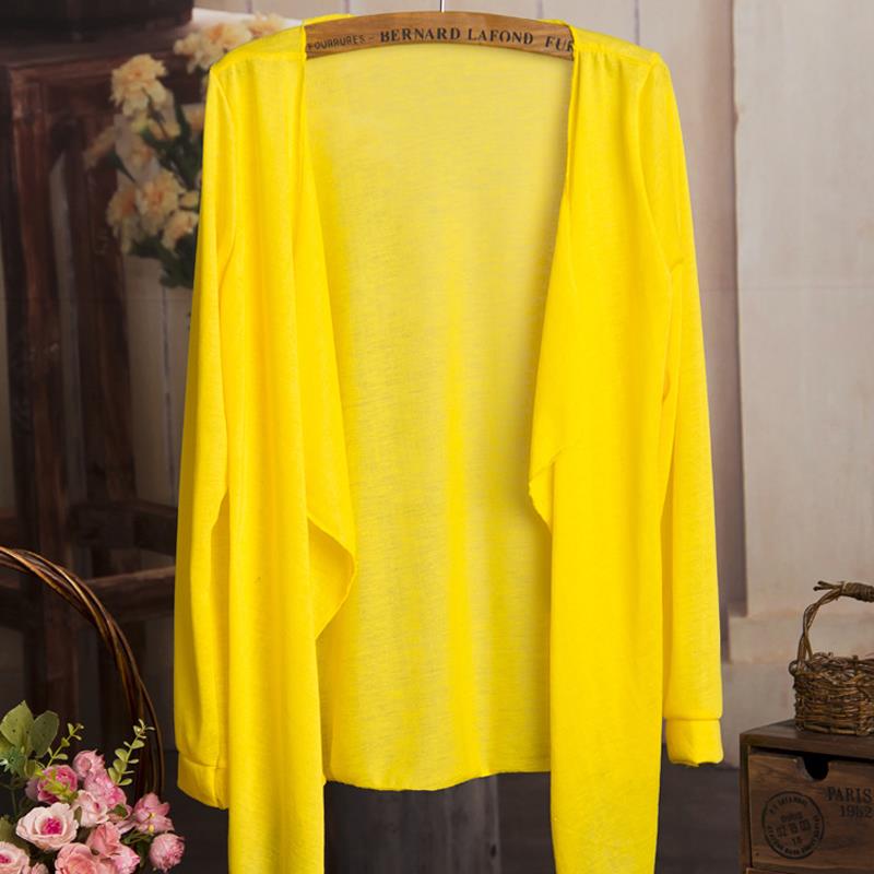 Hot Sale 2015 Summer Cardigan Women Candy Color Knitted Blouse Female Long Sleeve Sun Protection Clothing