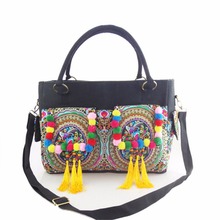 Neccessity For Dating Travel Ethnic Embroidery Canvas Bags Fashion Personality National Style Tassel Beads Shoulder Bag