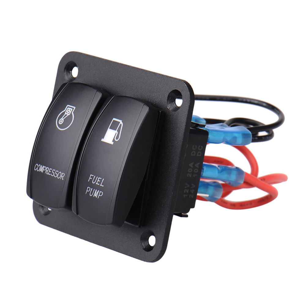 New 2 Gang Blue LED Waterproof Rocker Switch Panel Marine/Boat Marine