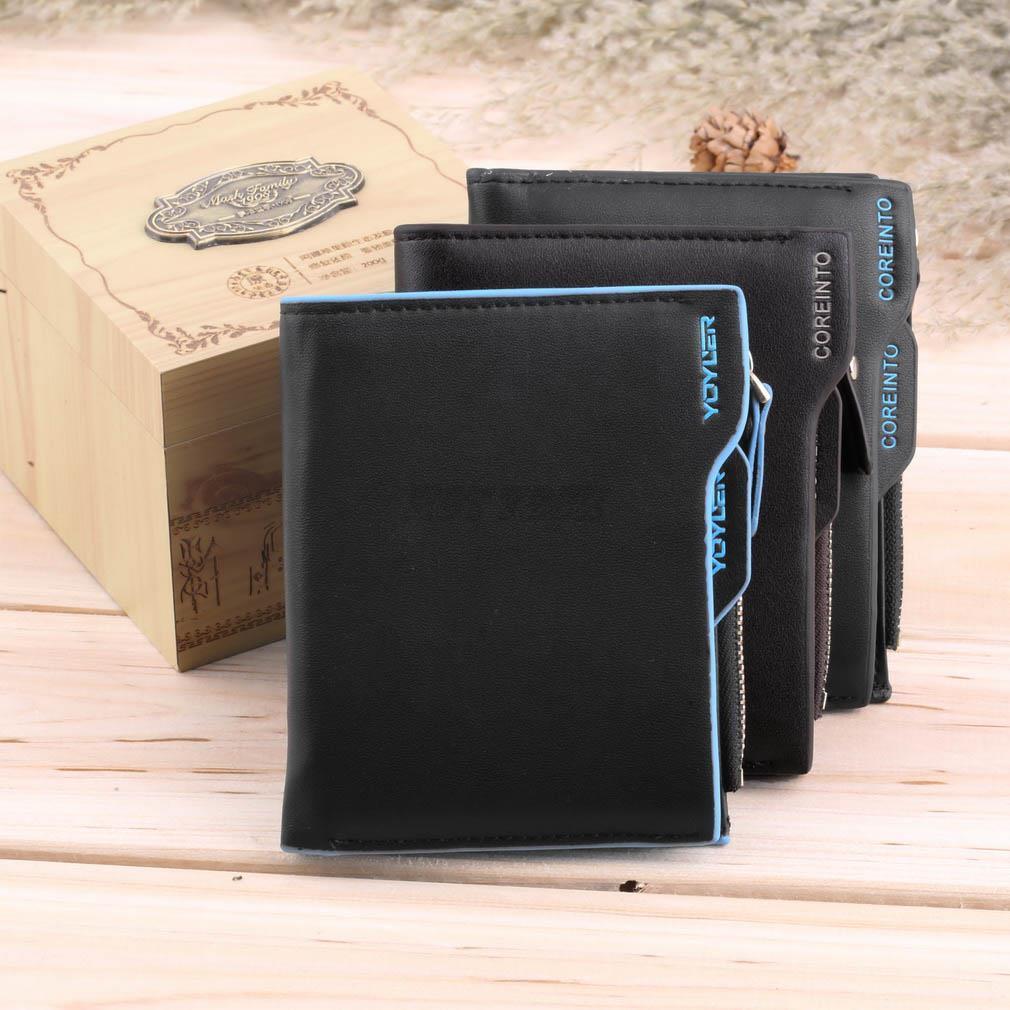 2015 New Men Faux Leather wallets Bifold Wallet ID credit Card holder Coin Purse Pockets Clutch