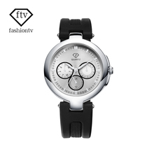 Ftv reloj de la marca tabla círculo grande del dial mujer reloj de cuarzo correa de gel de sílice recién llegado