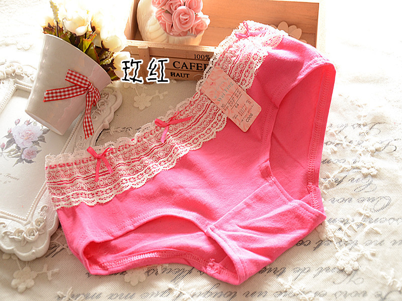 2015 Underwear Women Young Girl Sexy Briefs Thong Ropa Interior Mujer Cotton Candy Color Lace Briefs