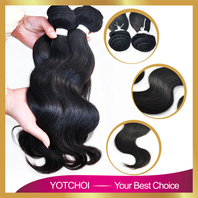 7A Yotchoi hair product Brazilian virgin hair wave 4 bundle Brazilian body wave 1B unprocessed virgin brazilian human hair weave
