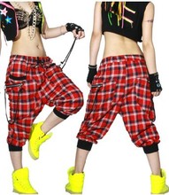 Best Version, New fashion Women Hip hop Trouser dance wear pants patchwork ds costume loose casual female plaid harem sweatpants