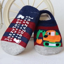 Small Car Printed Thicken baby boy floor socks non slip socks infant boy anti slip socks