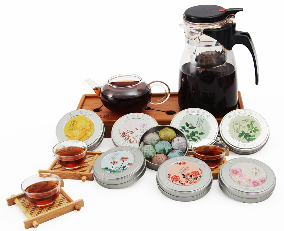 tea High Quality Chinese Organic Seven Mix Good Tastes Promotion puer Health Food Compressed Mini Round