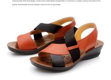 2016 summer women sandals Genuine leather soft slip-resistant outsole sandals flat heel wedges plus size fashion sandals female