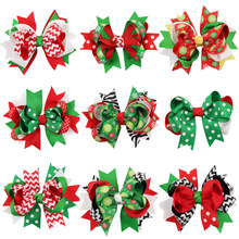 Baby Girls Christmas Hair Bows Wich Clips Xmas Grosgrain Ribbon Hair Bows Hair Accessories Headwear 20pcs Per Lot