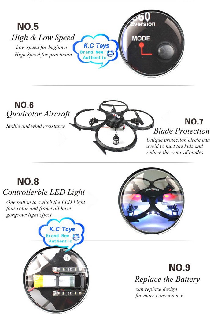 6 New Arrival Original UDI U818A HD UFO With 3D Flip 2.4G 4ch 6 Axis Drone RC Quadcopter with Camera RC Helicopter Toys