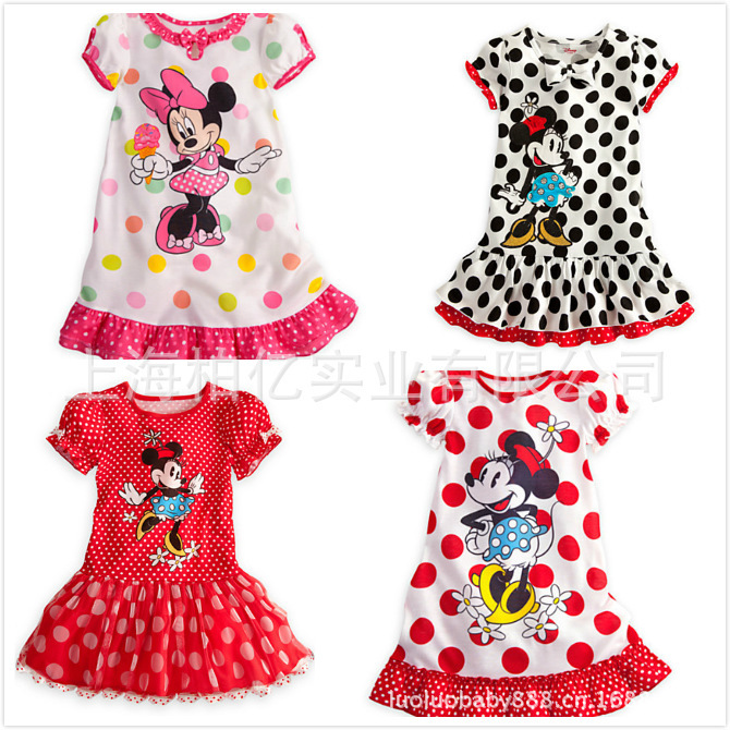 Free shipping Baby girl dress 2014 kids summer dress baby girls dress princess baby dress cartoon minnie  dress