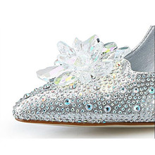 Cinderella Shoes New 2016 Women Pumps Sexy Prom Rhinestone Wedding Shoes Bridal High Heels Pointed Toe