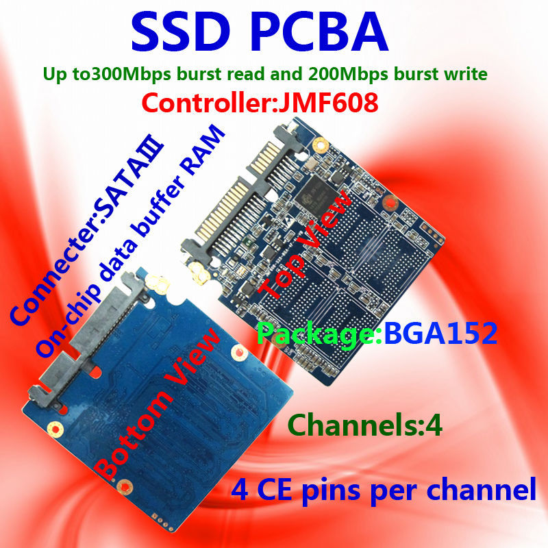 The SSD circuit board,SSD PCBA ,JMF608 Controller,DIY SSD , SATA6Gb/s Interface SSD PCBA,Flash Interface BGA152