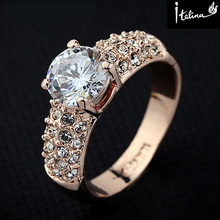 Italina Red Apple 18K Rose Gold Plated Crystal Ring  With Swarovski Crystal Stellux  #RA12841