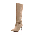 Free shipping fashion women Knee High boots Buckle long boots high thin heels shoes Pointed Toe