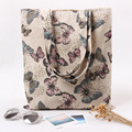 EXCELSIOR 2016 Retro Women Casual Bag Cotton Linen Butterfly Printed Shopping Bags Single Shoulder Handbag Pouch
