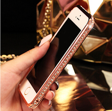  Phone Case for iPhone 5 5S Crystal Clear Rhinestone Diamond Frame Cover for apple 5