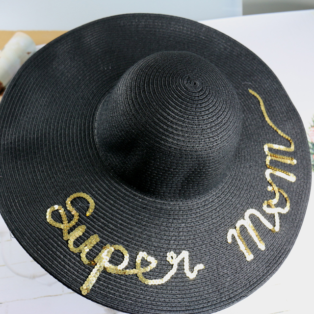 Été alphabet chapeaux de paille Casual vacances voyage à larges bords des chapeaux de soleil chapeaux de plage pour femmes avec grosses têtes