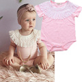 2017 Summer Baby Bodysuits Girls Cotton Clothing Newborn Clothes Toddler Baby Girl Body Clothes Suit Pink