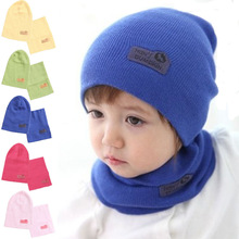 6 Colors! Spring Children Hedging Cap + Scarf Suit Leather Standard Solid Color Candy-Colored Wool Hats Newsboy Caps Baby Hat