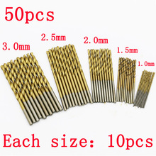 50Pcs Titanium Coated HSS High Speed Steel Drill Bit Set Tool 1/1.5/2/2.5/3mm Free shipping