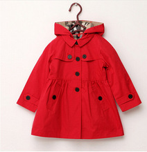 Children Cotton High Quality Pure – Color Trench Coat for Girls Kid Clothes