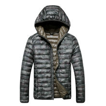 Men Portable Camourflage Ultra Light Warm Down Jacket With Hood Lightweight Duck down Outdoor Parka Outerwear Plus Size
