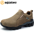 2016 New Men Outdoor Trekking Shoes Full Grain Leather Autumn Winter Breathable Slip On Shoes US5